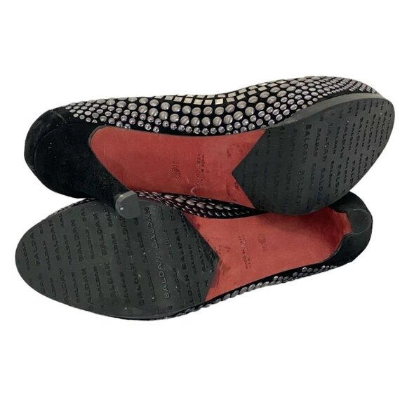 BALDAN VENEZIA BLACK SUEDE SILVER STUD HEELS PUMPS - 8 - Picture 4 of 7